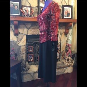 Connected Apparel midi dress 2 pc Red Black